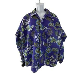 Vintage Clucky & Co Shirt Mens Large Purple Floral Hawaiian USA Tropical 80s 90s